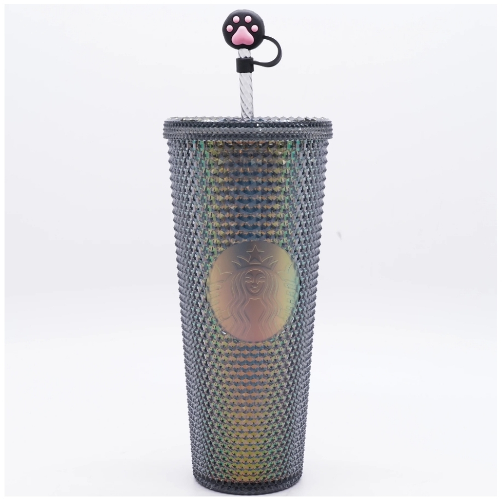 2020 Studded Iridescent Shimmer Grey/Black with Straw Lid